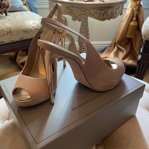 Shoes satin peep toe sling back